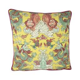 Schumacher - Magic Mountain Dragon Yellow Fantastical Exotic Statement Cushion Cover Handmade Throw Pillow Luxury Home Decor - thumbnail 2
