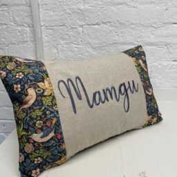 William Morris Strawberry Thief Tapestry Mother's Gift, Personalised Cushion, Gift For Mum - thumbnail 2