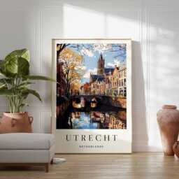 Utrecht Canals Poster Dutch Travel Print, Europe Wall Art - thumbnail 2