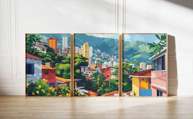 Set Of 3 Caracas Posters, Venezuela Travel Prints, South America Wall Art, Cityscape Decor, Gift, Art - image 1