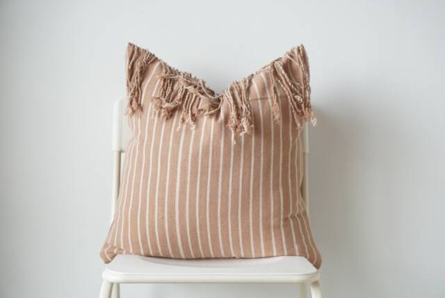 Handmade Karen Tribe Pillow Cover Brown Hemp, Boho Farmhouse Decor - 20x20 - image 1
