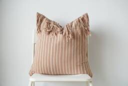 Handmade Karen Tribe Pillow Cover Brown Hemp, Boho Farmhouse Decor - 20x20 - thumbnail 1