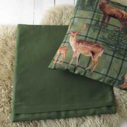 Cushion With Deer & Forest Tapestry Pillow Case Green Canvas Back Zipper - thumbnail 2
