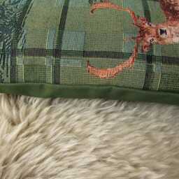 Cushion With Deer & Forest Tapestry Pillow Case Green Canvas Back Zipper - thumbnail 3