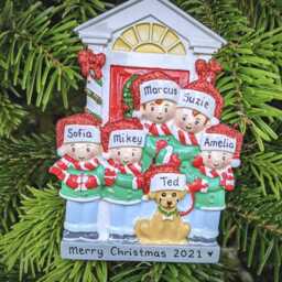 Personalised Door Family Of 3 4 5 6 With Dog Puppy Christmas Tree Decoration First 1st Xmas 2024 Bauble Hanging Ornament Labrador Keepsake - thumbnail 3