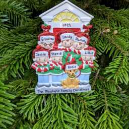 Personalised Door Family Of 3 4 5 6 With Dog Puppy Christmas Tree Decoration First 1st Xmas 2024 Bauble Hanging Ornament Labrador Keepsake - thumbnail 4