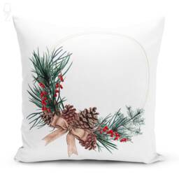 Christmas Candles Cushion Cover With Pine Cones & Leaves - 4 Options Double Sided Printing On The Chenille Different Sizes, Oeko-Tex?? - thumbnail 3