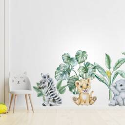 Cute Safari Animals Wall Decal For Kids, Removable Peel & Stick Decals, African Stickers - thumbnail 3