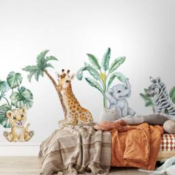 Cute Safari Animals Wall Decal For Kids, Removable Peel & Stick Decals, African Stickers - thumbnail 2