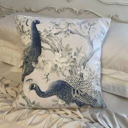 Handmade Cushion Cover in Laura Ashley Belvedere, Peacock Print, The Midnight Colour Way, Various Sizes Available - thumbnail 3