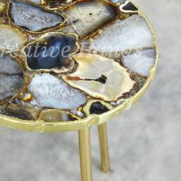 Handcrafted Agate Side Table Gold Plated Edge, Uneven Edges - thumbnail 3