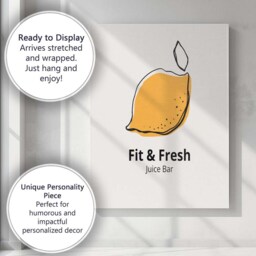 Minimalist Lemon Fruit Juice Bar Line Art Canvas Wall Print Decor Picture Ready To Hang - thumbnail 3