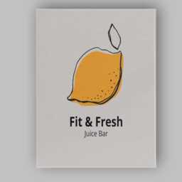 Minimalist Lemon Fruit Juice Bar Line Art Canvas Wall Print Decor Picture Ready To Hang - thumbnail 1