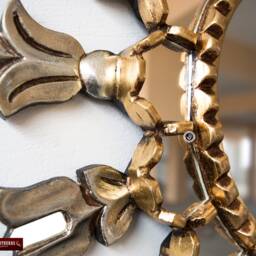 "Silver & Gold Round Wall Mirror 17.7"", Hand Carved Accent Mirrors Wall Decor ""Peruvian Sun" - thumbnail 3