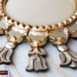 "Silver & Gold Round Wall Mirror 17.7"", Hand Carved Accent Mirrors Wall Decor ""Peruvian Sun" - thumbnail 4