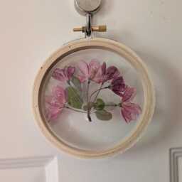 Framed Flowers Wall Art, Red Crabapple Flowers, Hoop Art Decor, Botanical Gifts, Floral Arts, Dried Nature Lovers Gift - thumbnail 4
