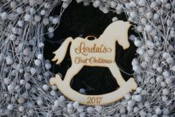 Personalized Laser Cut Horse Ornament/Custom Wood With Name/Rocking Ornament/xmas Tree Ornament/Baby's First Christmas