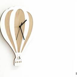 Hot Air Balloon Wooden & Acrylic Wall Clock - Kids Nursery Room, Teens Baby Room - thumbnail 2