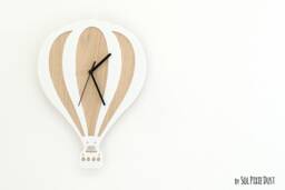 Hot Air Balloon Wooden & Acrylic Wall Clock - Kids Nursery Room, Teens Baby Room