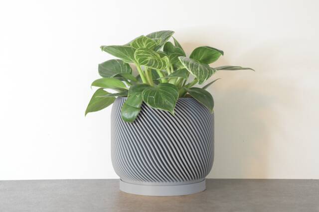"Sierra Planter With Drainage & Saucer in Gray, Unique 3D-Printed Plant Pot, Small To Large Sizes 4"" 5"" 6"" 7"" 8" - image 1