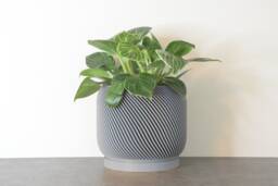 "Sierra Planter With Drainage & Saucer in Gray, Unique 3D-Printed Plant Pot, Small To Large Sizes 4"" 5"" 6"" 7"" 8"