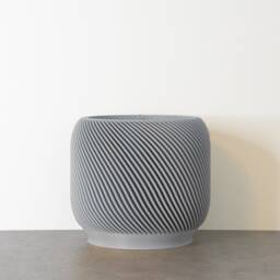 "Sierra Planter With Drainage & Saucer in Gray, Unique 3D-Printed Plant Pot, Small To Large Sizes 4"" 5"" 6"" 7"" 8" - thumbnail 3