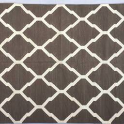 4x6 Cotton Grey & White Rug Dhurrie - Flat Weave Hand Woven - thumbnail 2