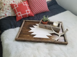 Wood Serving Tray/Coffee Table Tray, Large Wooden Ottoman Breakfast in Bed Aztec Southwestern Decor, Rustic Home Decor - thumbnail 1
