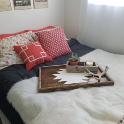 Wood Serving Tray/Coffee Table Tray, Large Wooden Ottoman Breakfast in Bed Aztec Southwestern Decor, Rustic Home Decor - thumbnail 2