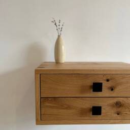 Farmhouse Floating Nighstand With Drawers Rustic Oak Bedside Table For Bedroom Mid Century Modern Nightstand Western Small Furniture - thumbnail 3