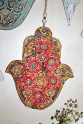 Large Stone Hamsa Wall Hanging Handmade Home Decor - thumbnail 1