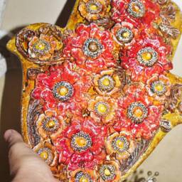 Large Stone Hamsa Wall Hanging Handmade Home Decor - thumbnail 2