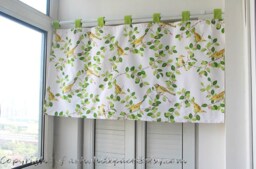 Bird & Tree Cafe Curtain, Kids Nursery Valance, 100% Cotton - thumbnail 1