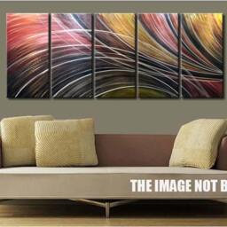 Abstract Metal Wall Art Sculpture, Hand-Painted 5-Panel Artwork - thumbnail 4