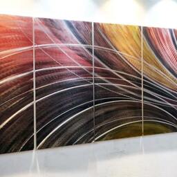 Abstract Metal Wall Art Sculpture, Hand-Painted 5-Panel Artwork - thumbnail 3