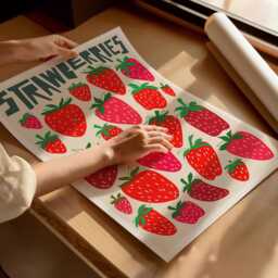 strawberry Art Print - Retro Kitchen Food Poster - thumbnail 2