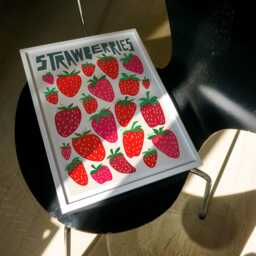strawberry Art Print - Retro Kitchen Food Poster - thumbnail 3