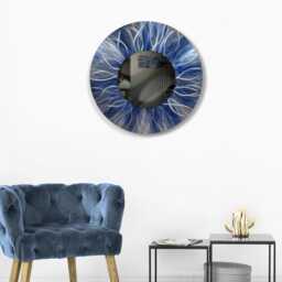 Navy Blue Metal Wall Mirror Modern Art Sculpture, Handmade in UK - thumbnail 1