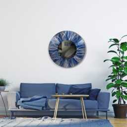 Navy Blue Metal Wall Mirror Modern Art Sculpture, Handmade in UK - thumbnail 3
