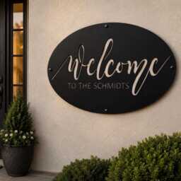 Metal Welcome Sign Custom Home Entrance Display Wheat Head Personal Steel Oval Plaque Front Door Farmhouse Wall Hanging Art - thumbnail 3
