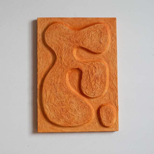 Japandi Wall Art, Wabi Sabi Decor, Orange Terracotta Earthy Artwork, Boho Hanging, Textured Abstract Organic Plaster Art - image 1
