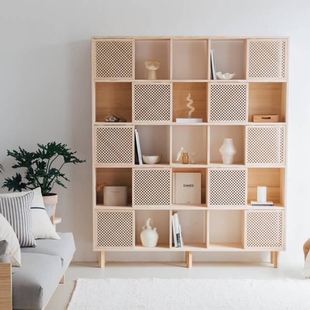 Natural Solid Wood Bookcase, Storage Furniture - Blava - image 1