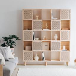 Natural Solid Wood Bookcase, Storage Furniture - Blava - thumbnail 1