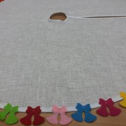 Handmade Linen Christmas Tree Skirt Rustic Colorful Decor - thumbnail 3