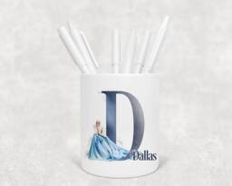 Personalised Princess Alphabet Pencil Pot, Makeup Brush Holder