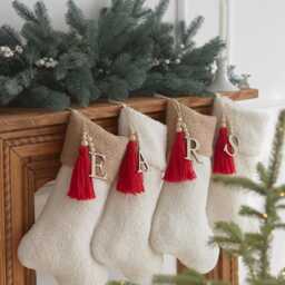 Natural Christmas Stocking, Personalized Minimalist Scandinavian Christmas, Neutral Family Stockings, Farmhouse Stockings - thumbnail 2