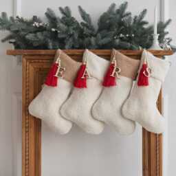 Natural Christmas Stocking, Personalized Minimalist Scandinavian Christmas, Neutral Family Stockings, Farmhouse Stockings - thumbnail 2