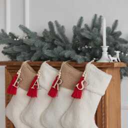 Natural Christmas Stocking, Personalized Minimalist Scandinavian Christmas, Neutral Family Stockings, Farmhouse Stockings - thumbnail 3