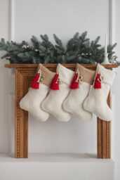 Natural Christmas Stocking, Personalized Minimalist Scandinavian Christmas, Neutral Family Stockings, Farmhouse Stockings - thumbnail 1