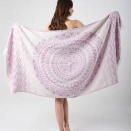 Pink Mandala Jacquard Turkish Beach Towel, Cotton Blanket, Cover Up, Wedding Sarong, Bridesmaid Gift, Travel Towel - thumbnail 4
